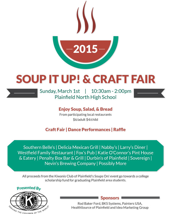 Sponsor of Kiwanis Club Fundraising Event - Soup It Up! & Craft Fair